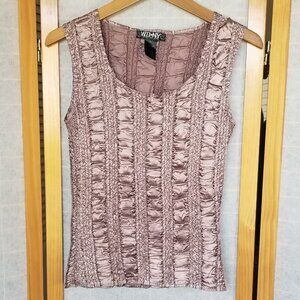 WD.NY Rose Gold Y2K Stretchy Tank Top Shiny Metallic Pink Satin Sz Small